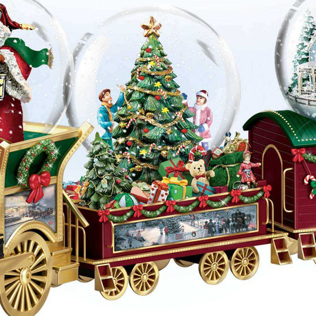 Thomas Kinkade Trenino Natalizio Snowglobe Set di 6